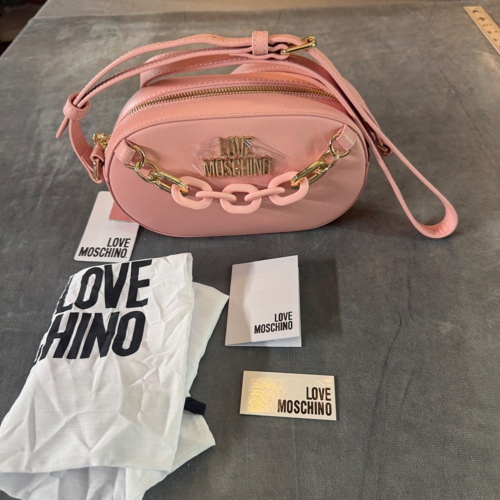 Love Moschino Borsa Vitello Rosa Crossbody Bag OS Pink Leather Chain Barbiecore